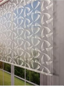 Resim donatti perde NOVA Serisi - Üç Yaprak Desenli Çift Mekanizmalı Pembe Perde 150 x 260 