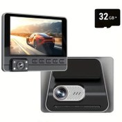 Resim Wangxi Araç Kamerası Hd 1080p 4" Ips Gece Görüşü Geniş Açı Döngü Kayıt 32gb Kart Çift Lens 
