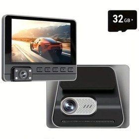 Resim Wangxi Araç Kamerası Hd 1080p 4" Ips Gece Görüşü Geniş Açı Döngü Kayıt 32gb Kart Çift Lens 