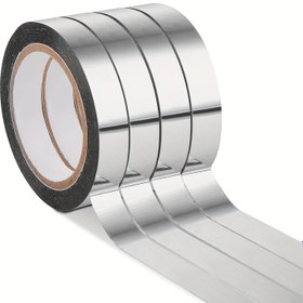 Resim 1 adet Gümüş Metalik Aynalı Bant - Kendin Yap Grafik Sanatı, Duvar, Dolap, Banyo Dekoru, Hediye Paketleme, El Sanatları Dekoru, Hediye Paketleme Bandı için Kendinden Yapışkanlı Metal Kaplama Polyester Film | Modern Dekor Öğesi | Dayanıklı Yapıştırıcı, Metalik Duvar Sanatı 