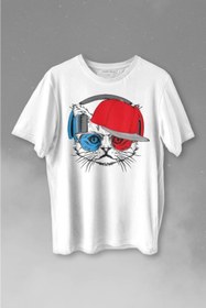 Resim Kendim Seçtim Cat Glasses Gözlüklü Bordo Mavi Spor Trabzon Kedi Baskılı Tişört Unisex T-shirt 