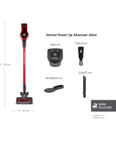 Resim Karaca Vantuz Power Up Kablosuz Şarjlı Dikey Süpürge Park Et & Git Özellikli 21 Kpa Güçlü Emişli Hepa Filtreli LED Başlıklı Imperial Red 