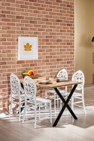 Resim MOBETTO Home Maxima Ceviz / Venüs Sandalye Mutfak Masa Takımı Beyaz 