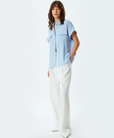 Resim Koton Kısa Kollu Gömlek Kapaklı Cep Detaylı Rahat Kalıp Mavi 4sak60497pw Mavi 
