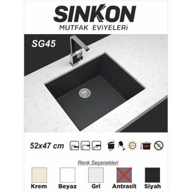 Resim Sinkon Antrasit Granit Eviye 52 x 47 - Sg45 - Sinkon 