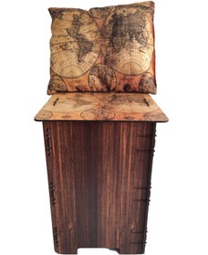 Resim PRATİK DEKOR Dekoratif Puflu Tabure Old Map 