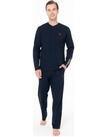 Resim U.S. Polo Assn. Erkek Kışlık Lisanslı Uzun Kol Pijama Takım 18959 Lacivert 