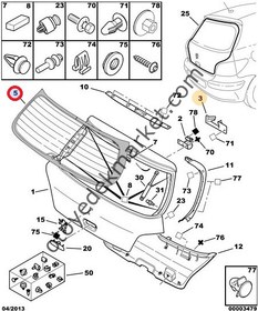 Resim PEUGEOT 307 BAGAJ KAPAK CAMI (ORJİNAL) 