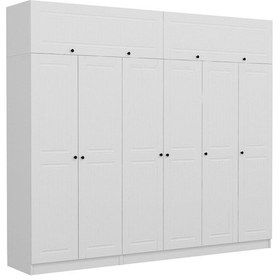 Resim Minar Kale 6 Mebran Kapaklı 2 İç Çekmeceli Dolap Ve Yüklük Beyaz 235cm 