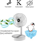 Resim Maybax Beyaz Mini Fan Vantilatör Masaüstü Fan Katlanabilir Taşınabilir Şarjlı Mini Vantilatör Soğutucu 