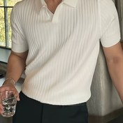 Resim Erkek Dar Uyumlu Polo Gömlek - Kısa Kollu, Örgü Rayon Kumaş, Düz Renk, Tüm Mevsimler İçin Rahat Tarz, Rahat Polo Gömlek | Modern Polo Gömlek | Örgü Yapımı 