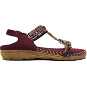 Resim Guja Blg150-10 Bordo Kadın Likralı Taşlı Sandalet 