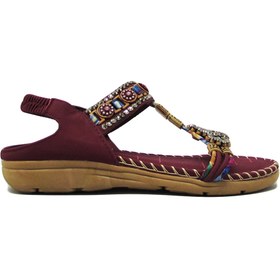 Resim Guja Blg150-10 Bordo Kadın Likralı Taşlı Sandalet 