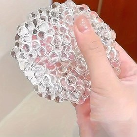 Resim Şeffaf el işi top, 'Beyaz Ay Işığı' olarak bilinen beyaz boncuklu, ofis ve partiler için hediye, doğum günleri, Paskalya, Noel için uygun duyusal sıkma oyuncağı 