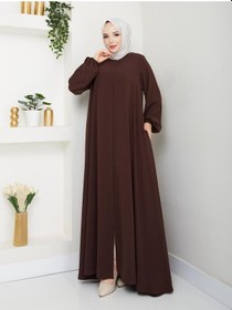 Resim Medine İpeği Mevlana Model Kahve Ferace 140 Cm Günlük Ve Şık Tesettür Ferace Kahverengi 