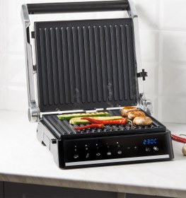 Resim HOMEND Grilliant 1341h Inox Gövdeli, Döküm Plakalı, 5 Programlı, Led Ekranlı Tost Ve Izgara Makinesi 