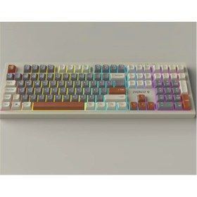 Resim Everest KM-77 Runa Gri-Krem-Kahve Usb Rainbow Aydınlatmalı Sessiz Q Klavye + Mouse Set 