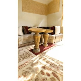 Resim Wood Ahşap 2'li Set Mantar Yan Sehpa Modern Fiskos / Tütün Renk / Zigon Sehpa Vernikli 