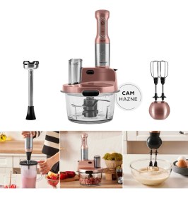 Resim 2500W Güçlü Çok Fonksiyonlu Cam Mutfak Robotu ve Blender Kırmızı 