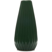 Resim Carmen Soft Tırtıklı Vazo - Yeşil - 28x17 cm 