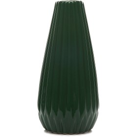Resim Carmen Soft Tırtıklı Vazo - Yeşil - 28x17 cm 