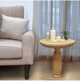 Resim Wood Wooden Ahşap Tekli Fitilli Mantar Yan Sehpa Modern Fiskos / Çiçeklik / Zigon Sehpa Ahşap 