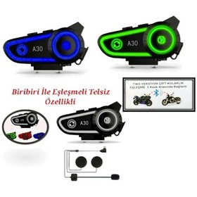 Resim Blic A30 2x Iki Cihaz Eşleşme Özellikli Motosiklet Bluetooth Kask Kulaklığı Interkom Kulaklık 