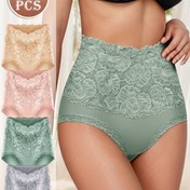 Resim 4 adet Kadın Yüksek Bel Şekillendirici Şort - Zarif Dantel Kenar, Kalça Kaldırma ve Karın Kontrolü, Bej, Pembe, Açık Yeşil, Gri, Yüksek Bel Şort 