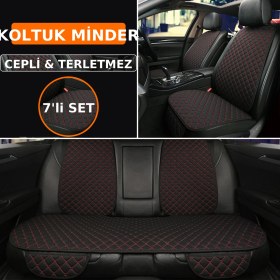 Resim Renault Clio 4 Sport Tourer 2013 ve Sonrası Uyumlu 7 Parça Kapitone Araba Koltuk Kumaş Kumaş Siyah Kırmızı - Kaymaz | Trobus 