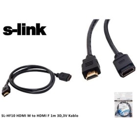 Resim S-link SL-HF10 Hdmı m to Hdmı f 1 Mt 3d,3v Kablo Hdmı Erkek To Hdmı Dişi Uzatma 