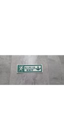 Resim Çizgi Yangın Söndürme 30X10 cm Fosforlu Yangın Uyarı (Exit-Çıkış) Uyarı Levhası (Aşağı Yön) 