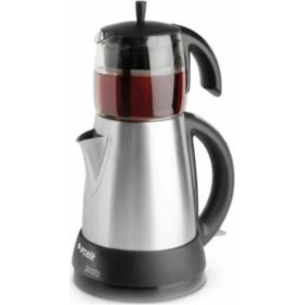 Resim Iç Inoz Cam Demlikli Çay Makinesi, Siyah, Şık ve Kullanışlı Tasarım 