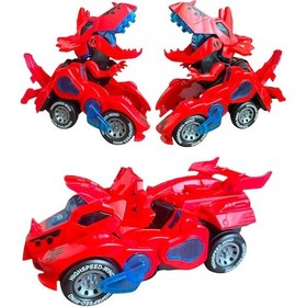 Resim Trex Dinazor Figür Araba Sesli Işıklı Pilli Müzikli Transformers Robot Dinozor 20cm - Kırmızı Kırmızı 