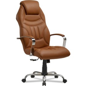 Resim Zeus -bilgisayar - Ofis - Müdür - Büro - Makam Çalışma Koltuğu Renk Ayaklı Kahve Krom 