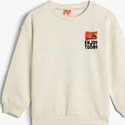 Resim Erkek Bebek Sweatshirt Uzun Kollu Bisiklet Yaka Şardonlu Pamuklu 