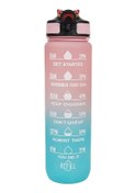 Resim Degrade Renk 1000 Ml Plastik Su Şişesi Saman İle Sızdırmaz Spor Su Şişesi Açık Gradient Pink 900-1000ml Gradient Pink 