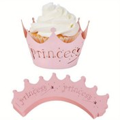 Resim 10 Adet Pembe Prenses Taçlı Cupcake Kaplamaları - Düğünler, Gençler Duşları & Doğum Günü Partileri İçin Mükemmel 