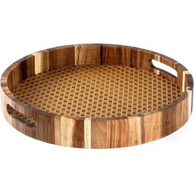 Resim Tantitoni Akasya Ağacı Hazeran Yuvarlak Tepsi 35x5cm Bambu 