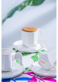 Resim Acar Molly 12 Parça 6 Kişilik Kahve Fincan Takımı - 90 Ml Beyaz 