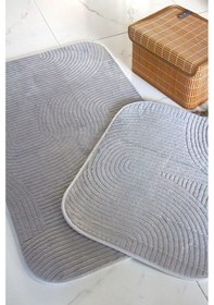 Resim Kaydırmaz Taban Banyo Paspası & Klozet Takımı 2li Takım 60 100 Cm 50 60 Cm Gri 