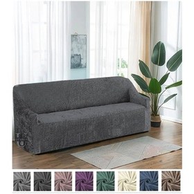 Resim StarMall Kadife Koltuk Örtüsü Esnek, Lastikli Yıkanabilir 3 Kişilik Bir Adet Antrasit 