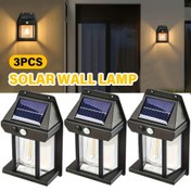 Resim 3 adet Hareket Sensörlü Güneş Duvar Lambaları - IP44 Dış Duvar Lambaları, Akıllı Fotocell Güneş Lambaları, Veranda, Güneş, Bahçe ve Sokaklar için Akıllı Duvar Lambaları, Gece Güvenlik Aydınlatması | Modern Duvar Lambası Tasarımı | Güneş Enerjili Lamba 