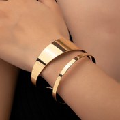 Resim Kadınlar için Altın Tonlu Ayarlanabilir Metal Manşet Bilezik – Şık Minimalist Tasarım, Günlük Kıyafetler veya Partiler için Mükemmel, Kalın Geniş Bilezik 