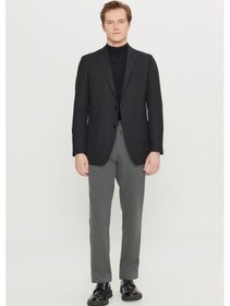 Resim Altınyıldız Classıcs Erkek Sıyah Slim Fit Dar Kesim Mono Yaka Torba Cepli Armürlü Blazer Ceket Siyah 