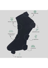 Resim Kral Socks Erkek Bambu Patik Düz Desen 3 Çift Dikişsiz Çorap 