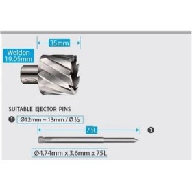 Resim 3keego Shc 30 4,75*75MM Manyetik Matkap Merkezleme Pimi 12-13 mm 