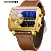 Resim Fochsia Sanda Lüks Kare Retro Kadranlı Aydınlatmalı Takvimli Çok Fonksiyonlu Elektronik Kahve Altın Saat Diğer 