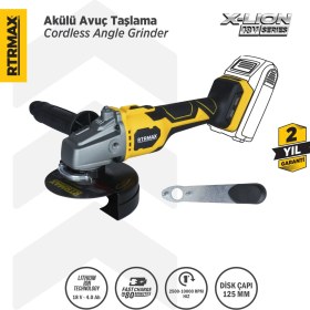 Resim Rtrmax RTX3060B Şarjlı Avuç Taşlama Makinası Kömürsüz 125 mm - Akü Hariç 