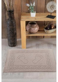 Resim 3'lü Ayak İzli Bukle Ayak Havlusu Seti 250 Gram - Paspas Banyo Seti 3 Adet Bej 