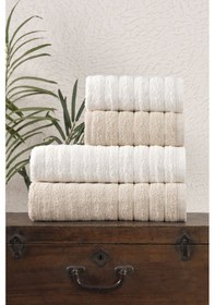 Resim 4 Lü Alçay Bej Krem Banyo Havlu Seti Bej - Krem 